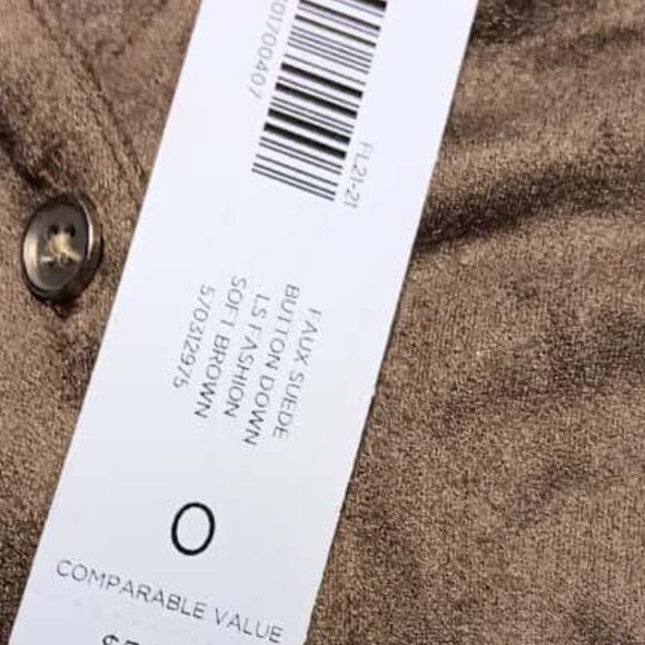 Chicos Brown Cotton Shirt, Lightweight, Button Front, Roll Tab Slv - Picture 4 of 5